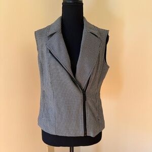 *VINCE CAMUTO* Black x White Square Pattern Zip-Up Vest Size Small